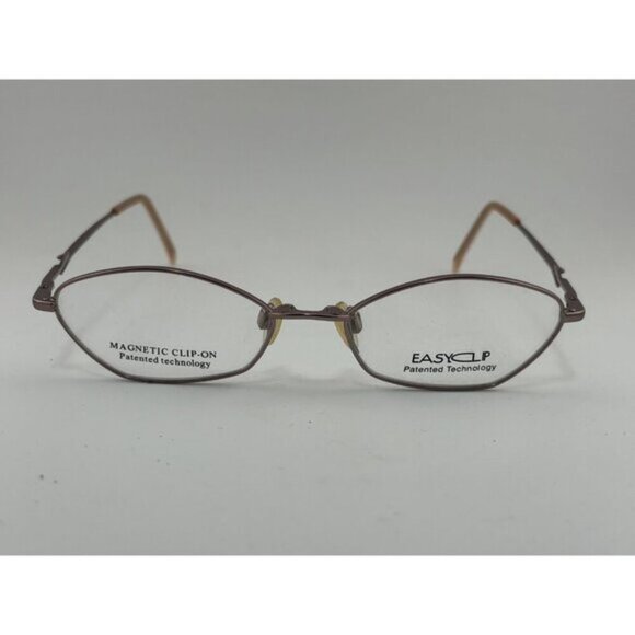 EASY CLIP - QU472 50-16-135 Rose Gold Metal Oval Glasses Frames - Picture 5 of 7